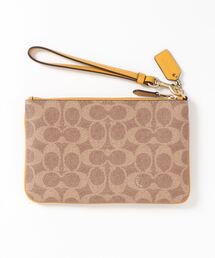 コーチ リストレットポーチ ミニポーチ キャンバス ブラウン系 シグネチャー COACH - COACH「コーチリストレットポーチシグネチャー