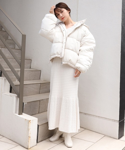 one after another NICE CLAUP(ワンアフターアナザーナイスクラップ)の「コスパ最強軽くて暖かい エコダウンジャケット(ダウンジャケット/コート・レディース・ブラック/アイボリー/グレー系その他/ライトベージュ・FREE)」の13枚目の写真