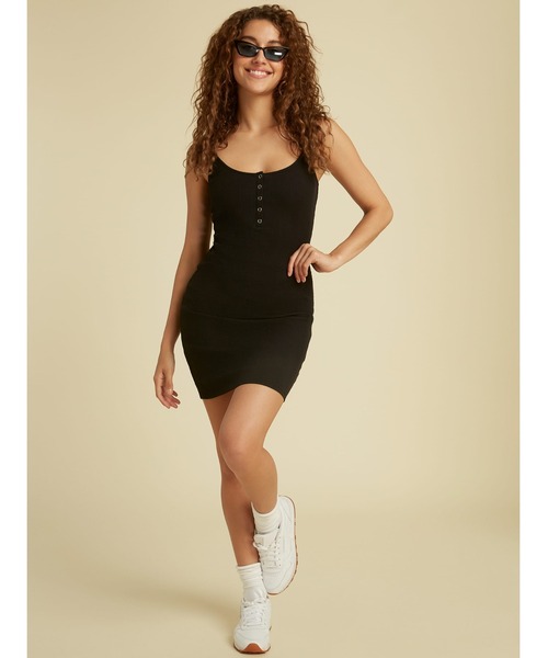 Guess（ゲス）の「GUESS Originals Ribbed Dress（ワンピース・レディース・イエロー/ブラック・MEDIUM/SMALL/X-SMALL）」の3枚目の写真