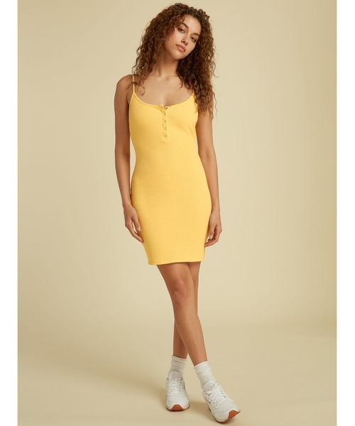 Guess（ゲス）の「GUESS Originals Ribbed Dress（ワンピース・レディース・イエロー/ブラック・MEDIUM/SMALL/X-SMALL）」の6枚目の写真