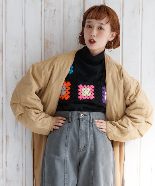 mikke（ミッケ）の「パッチワーククロシェ編みカラービスチェ/ニットベスト（ベスト・レディース・ホワイト/ブラック・FREE）」の19枚目の写真