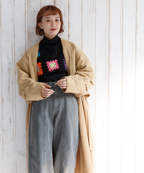 mikke（ミッケ）の「パッチワーククロシェ編みカラービスチェ/ニットベスト（ベスト・レディース・ホワイト/ブラック・FREE）」の20枚目の写真