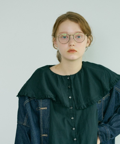 PUAL CE CIN(ピュアルセシン)の「襟/ビッグカラーガーゼブラウス(シャツ/ブラウス・レディース・ブラック/キャメル/サックスブルー/ナチュラル・FREE)」の2枚目の写真