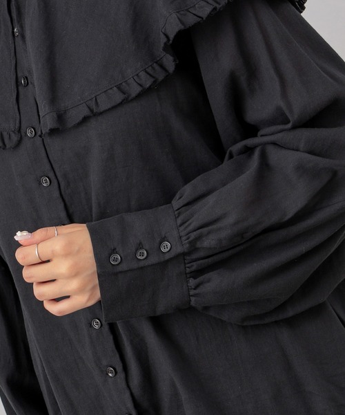 PUAL CE CIN(ピュアルセシン)の「襟/ビッグカラーガーゼブラウス(シャツ/ブラウス・レディース・ブラック/キャメル/サックスブルー/ナチュラル・FREE)」の7枚目の写真