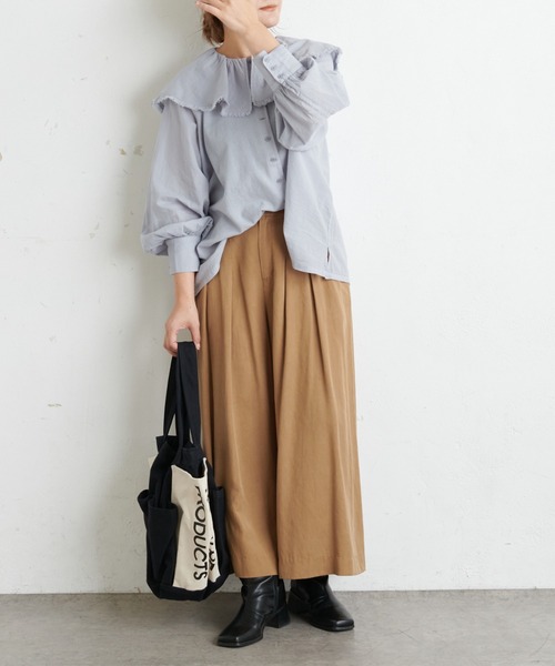 PUAL CE CIN(ピュアルセシン)の「襟/ビッグカラーガーゼブラウス(シャツ/ブラウス・レディース・ブラック/キャメル/サックスブルー/ナチュラル・FREE)」の22枚目の写真