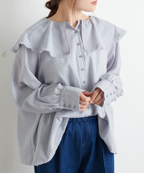 PUAL CE CIN(ピュアルセシン)の「襟/ビッグカラーガーゼブラウス(シャツ/ブラウス・レディース・ブラック/キャメル/サックスブルー/ナチュラル・FREE)」の20枚目の写真