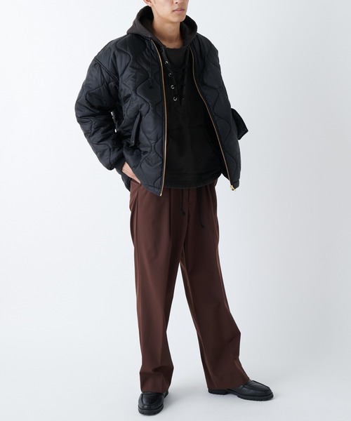 HINSON（ヒンソン）の「【HINSON/ヒンソン】別注ヘチマキルトノーカラージップブルゾン（ミリタリージャケット・メンズ・ブラック/グリーン・MEDIUM/LARGE）」の15枚目の写真