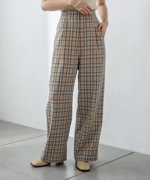 mystic（ミスティック）の「チェックタックパンツ（その他パンツ・レディース・ベージュ/グリーン/キャメル・1/2）」の2枚目の写真