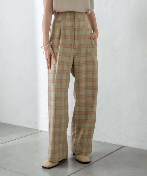 mystic（ミスティック）の「チェックタックパンツ（その他パンツ・レディース・ベージュ/グリーン/キャメル・1/2）」の3枚目の写真