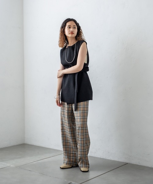 mystic（ミスティック）の「チェックタックパンツ（その他パンツ・レディース・ベージュ/グリーン/キャメル・1/2）」の9枚目の写真