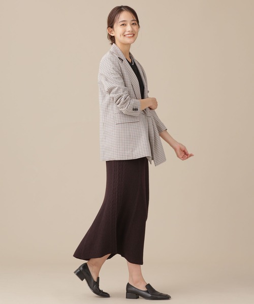 NANO universe（ナノユニバース）の「毛玉レスニット リブケーブルフレアスカート（スカート・レディース・ブラウン/グレー系その他4/ブルー・38/36）」の11枚目の写真