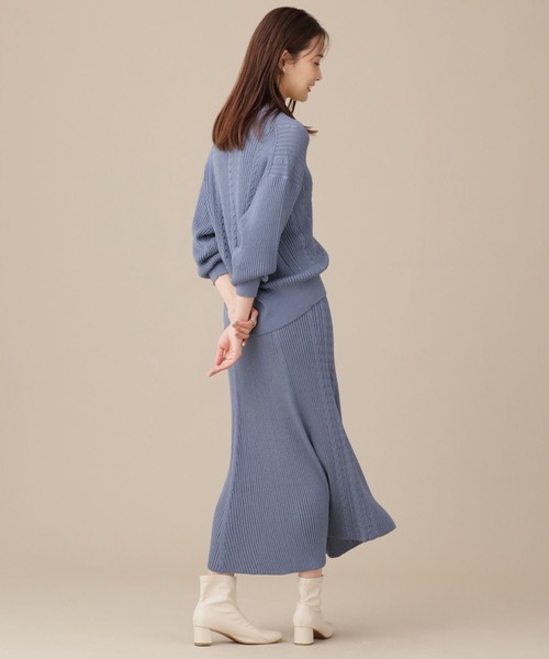 NANO universe（ナノユニバース）の「毛玉レスニット リブケーブルフレアスカート（スカート・レディース・ブラウン/グレー系その他4/ブルー・38/36）」の12枚目の写真