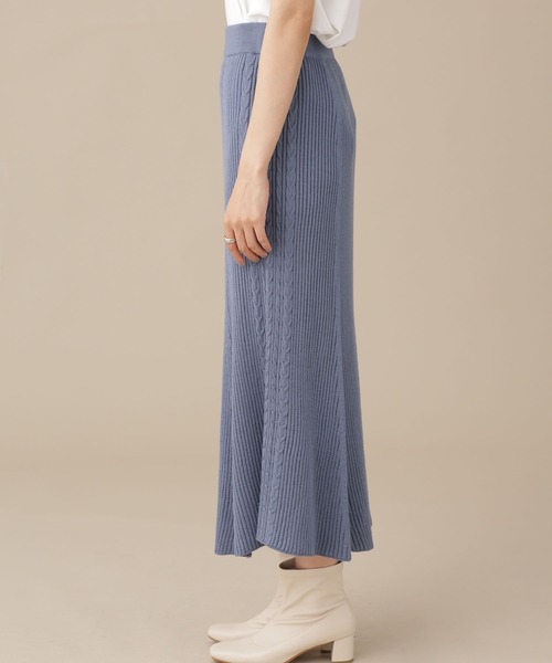 ＼極美品／完売品 ナノユニバース 共ベルト タイトスカート 有村架純さん着用 セール】毛玉レスニット リブケーブルフレアスカート（スカート
