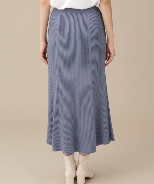 NANO universe（ナノユニバース）の「毛玉レスニット リブケーブルフレアスカート（スカート・レディース・ブラウン/グレー系その他4/ブルー・38/36）」の5枚目の写真