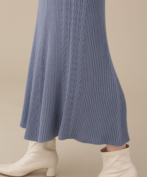 NANO universe（ナノユニバース）の「毛玉レスニット リブケーブルフレアスカート（スカート・レディース・ブラウン/グレー系その他4/ブルー・38/36）」の14枚目の写真
