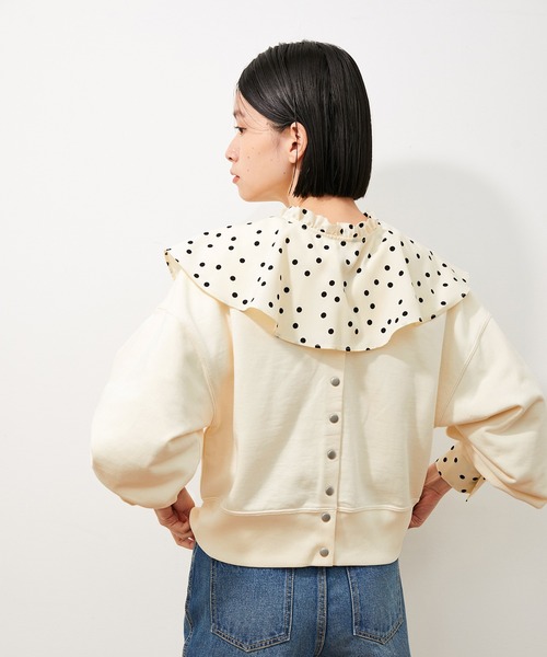 ADAM ET ROPE'(アダムエロペ)の「【アウトレット店舗・WEB限定】2WAY裏毛カーディガン(カーディガン/ボレロ・レディース・ホワイト/ベージュ系その他/ブルー/ブラック・FREE)」の8枚目の写真