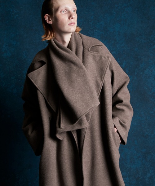 ENDER PRODUCTS（エンダープロダクツ）の「オーバーサイズ メルトン ルーズラグランスリーブ ダブルコート/マフラー付き【ENDER PRODUCTS/エンダープロダクツ】（チェスターコート・メンズ・グレイッシュブルー/グレー系1/ベージュ・L/M）」の16枚目の写真