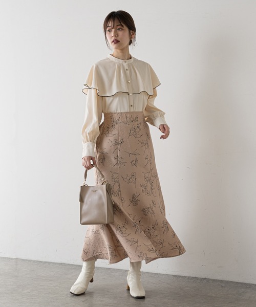 natural couture(ナチュラルクチュール)の「長さ変えられるふくれジャガード線画スカート(スカート・レディース・ブラック/ベージュ/グリーン/アイボリー・FREE)」の15枚目の写真