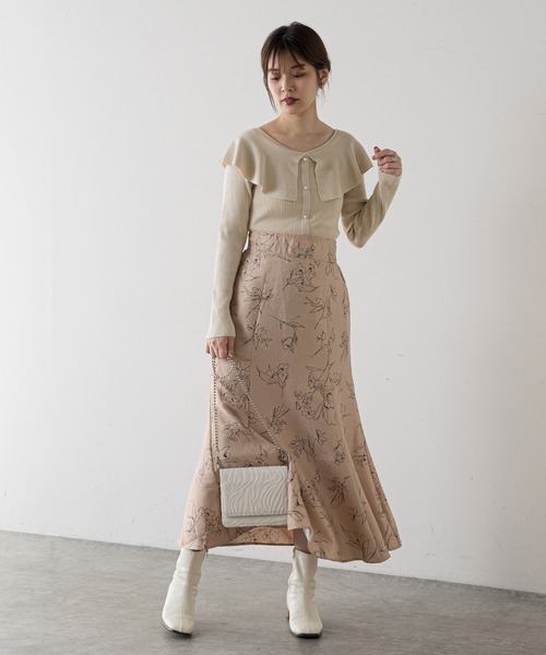 natural couture(ナチュラルクチュール)の「長さ変えられるふくれジャガード線画スカート(スカート・レディース・ブラック/ベージュ/グリーン/アイボリー・FREE)」の18枚目の写真