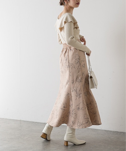 natural couture(ナチュラルクチュール)の「長さ変えられるふくれジャガード線画スカート(スカート・レディース・ブラック/ベージュ/グリーン/アイボリー・FREE)」の9枚目の写真