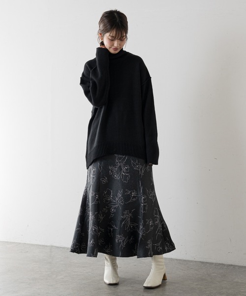 natural couture(ナチュラルクチュール)の「長さ変えられるふくれジャガード線画スカート(スカート・レディース・ブラック/ベージュ/グリーン/アイボリー・FREE)」の5枚目の写真