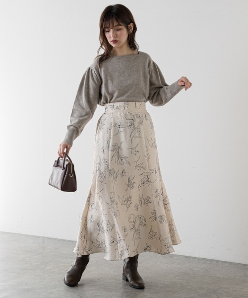 natural couture(ナチュラルクチュール)の「長さ変えられるふくれジャガード線画スカート(スカート・レディース・ブラック/ベージュ/グリーン/アイボリー・FREE)」の17枚目の写真