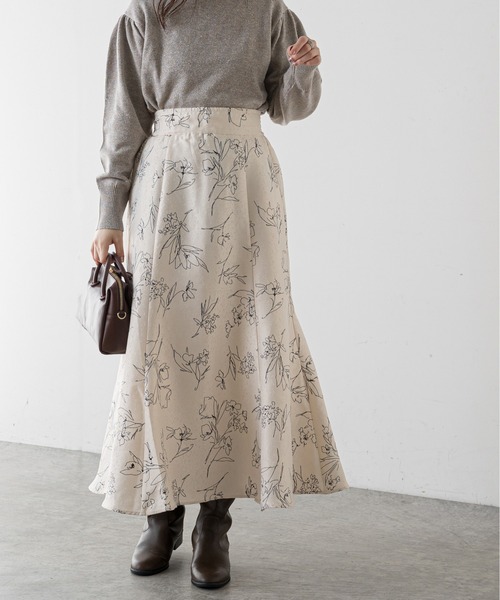 natural couture(ナチュラルクチュール)の「長さ変えられるふくれジャガード線画スカート(スカート・レディース・ブラック/ベージュ/グリーン/アイボリー・FREE)」の14枚目の写真