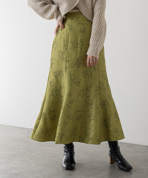natural couture(ナチュラルクチュール)の「長さ変えられるふくれジャガード線画スカート(スカート・レディース・ブラック/ベージュ/グリーン/アイボリー・FREE)」の12枚目の写真