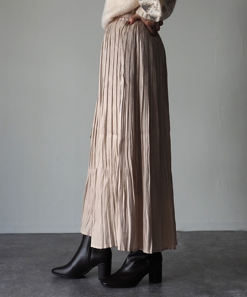 Riberry（リベリー）の「オーロラツイルプリーツスカート（スカート・レディース・ブラック/ベージュ・MEDIUM）」の13枚目の写真