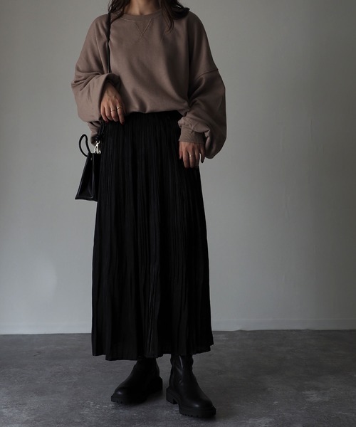 Riberry（リベリー）の「オーロラツイルプリーツスカート（スカート・レディース・ブラック/ベージュ・MEDIUM）」の9枚目の写真