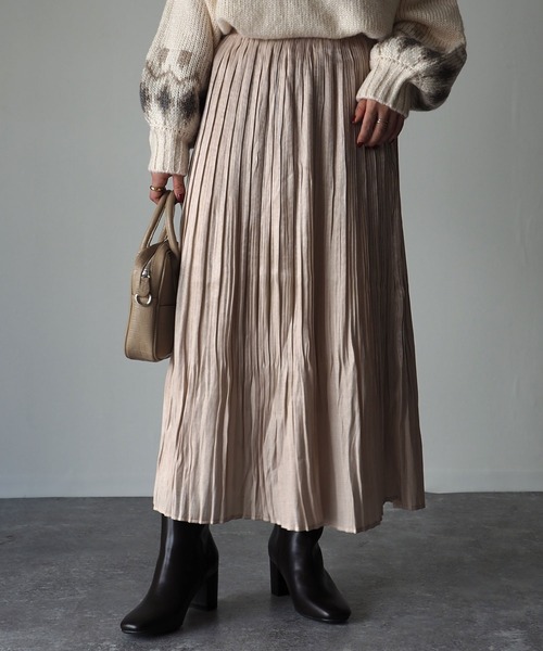 Riberry（リベリー）の「オーロラツイルプリーツスカート（スカート・レディース・ブラック/ベージュ・MEDIUM）」の6枚目の写真