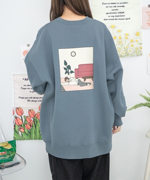 PairPair（ペアペア）の「カップル絵合わせプリントスウェット(ユニセックス)（スウェット・レディース・ブラウン/アイボリー/ホワイト系その他/ブラウン系その他/ブルー系その他/グレイッシュブルー・FREE）」の6枚目の写真