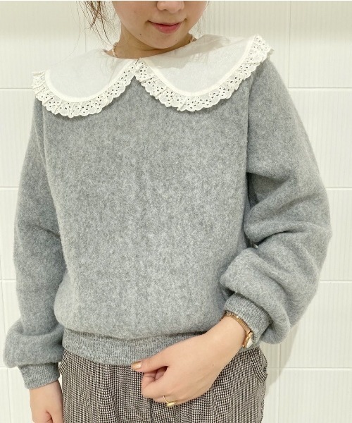flower(フラワー)の「レーシーカラートップ(ニット/セーター・レディース・ホワイト/グレー・FREE)」の9枚目の写真