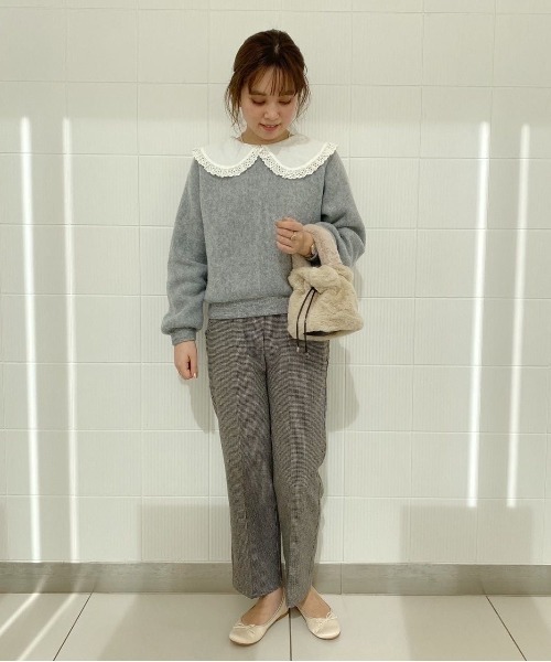 flower(フラワー)の「レーシーカラートップ(ニット/セーター・レディース・ホワイト/グレー・FREE)」の12枚目の写真
