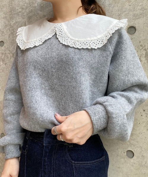 flower(フラワー)の「レーシーカラートップ(ニット/セーター・レディース・ホワイト/グレー・FREE)」の13枚目の写真