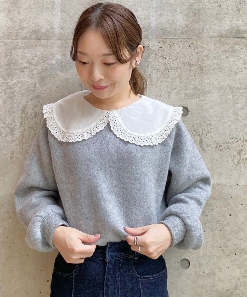 flower(フラワー)の「レーシーカラートップ(ニット/セーター・レディース・ホワイト/グレー・FREE)」の14枚目の写真