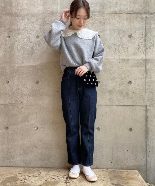 flower(フラワー)の「レーシーカラートップ(ニット/セーター・レディース・ホワイト/グレー・FREE)」の15枚目の写真