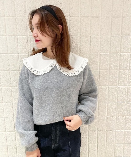 flower(フラワー)の「レーシーカラートップ(ニット/セーター・レディース・ホワイト/グレー・FREE)」の17枚目の写真