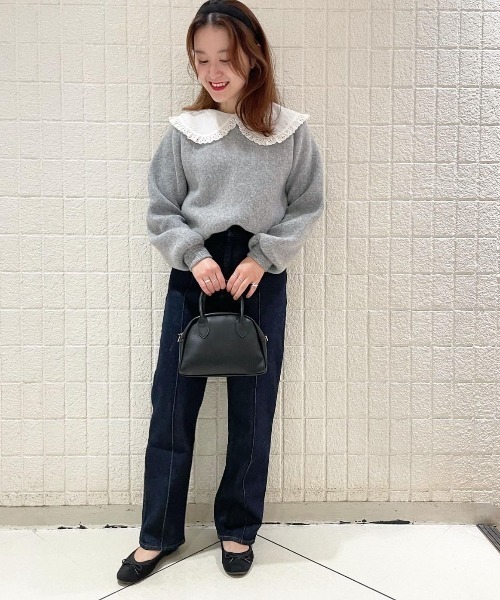 flower(フラワー)の「レーシーカラートップ(ニット/セーター・レディース・ホワイト/グレー・FREE)」の5枚目の写真