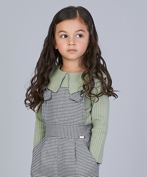 petit main（プティマイン）の「【リンク】衿ニット（ニット/セーター・キッズ・ライトグリーン/ピンク/キナリ・100cm/110cm/90cm/80ｃｍ/130cm/120cm）」の3枚目の写真