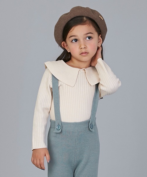 petit main（プティマイン）の「【リンク】衿ニット（ニット/セーター・キッズ・ライトグリーン/ピンク/キナリ・100cm/110cm/90cm/80ｃｍ/130cm/120cm）」の2枚目の写真