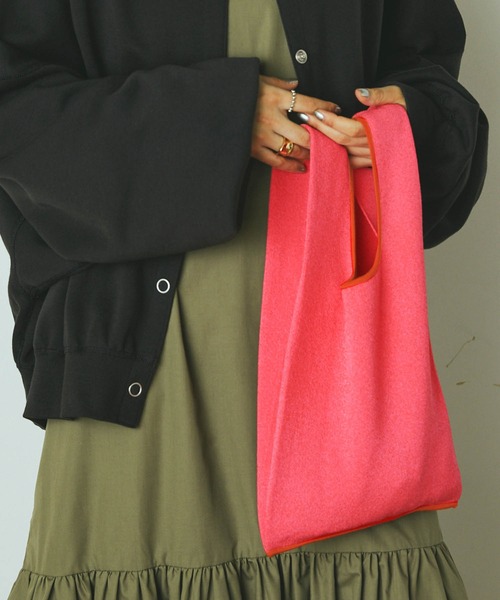 forksy.（フォルクシー）の「【forksy.】アソートニットマルシェバッグ チェッカー/カラー配色（トートバッグ・レディース・ライトブルー/ブラック/ピンク/ライム/グリーン/アイボリー/イエロー系その他/オレンジ・FREE）」の7枚目の写真