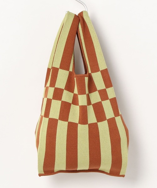 forksy.（フォルクシー）の「【forksy.】アソートニットマルシェバッグ チェッカー/カラー配色（トートバッグ・レディース・ライトブルー/ブラック/ピンク/ライム/グリーン/アイボリー/イエロー系その他/オレンジ・FREE）」の14枚目の写真