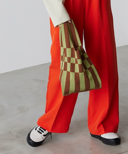 forksy.（フォルクシー）の「【forksy.】アソートニットマルシェバッグ チェッカー/カラー配色（トートバッグ・レディース・ライトブルー/ブラック/ピンク/ライム/グリーン/アイボリー/イエロー系その他/オレンジ・FREE）」の17枚目の写真