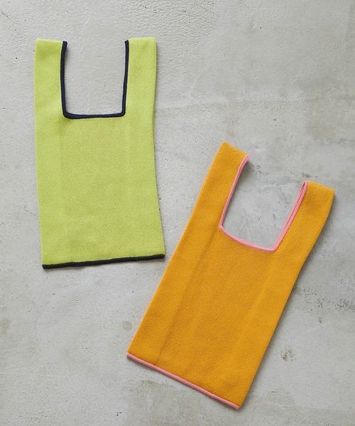 forksy.（フォルクシー）の「【forksy.】アソートニットマルシェバッグ チェッカー/カラー配色（トートバッグ・レディース・ライトブルー/ブラック/ピンク/ライム/グリーン/アイボリー/イエロー系その他/オレンジ・FREE）」の21枚目の写真