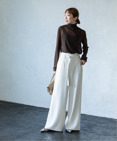 Noble（ノーブル）の「シアスキニーハイネックトップス2◆（Tシャツ/カットソー・レディース・ベージュ/ブラウン/グリーン・FREE）」の18枚目の写真