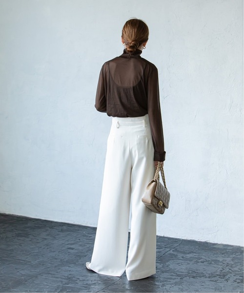 Noble（ノーブル）の「シアスキニーハイネックトップス2◆（Tシャツ/カットソー・レディース・ベージュ/ブラウン/グリーン・FREE）」の9枚目の写真