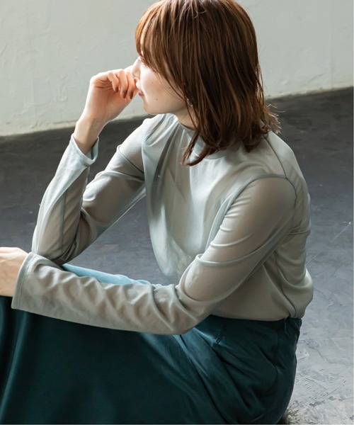 Noble（ノーブル）の「シアスキニーハイネックトップス2◆（Tシャツ/カットソー・レディース・ベージュ/ブラウン/グリーン・FREE）」の4枚目の写真