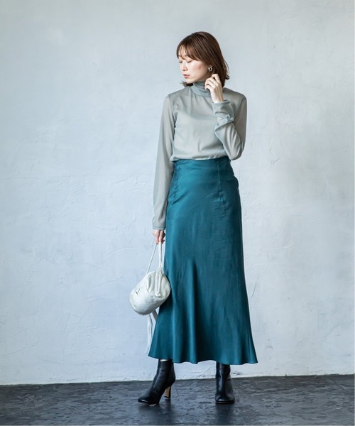 Noble（ノーブル）の「シアスキニーハイネックトップス2◆（Tシャツ/カットソー・レディース・ベージュ/ブラウン/グリーン・FREE）」の14枚目の写真