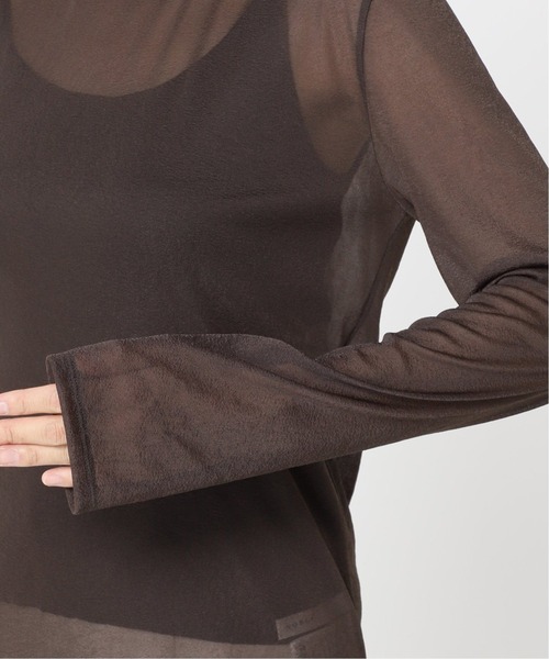 Noble（ノーブル）の「シアスキニーハイネックトップス2◆（Tシャツ/カットソー・レディース・ベージュ/ブラウン/グリーン・FREE）」の5枚目の写真